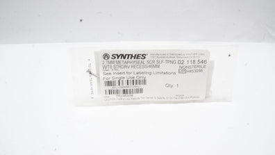 Synthes 02.118.546 2.7mm Metaphyseal Screw SLF/TPNG W/T8 STRDRV Recess 46mm